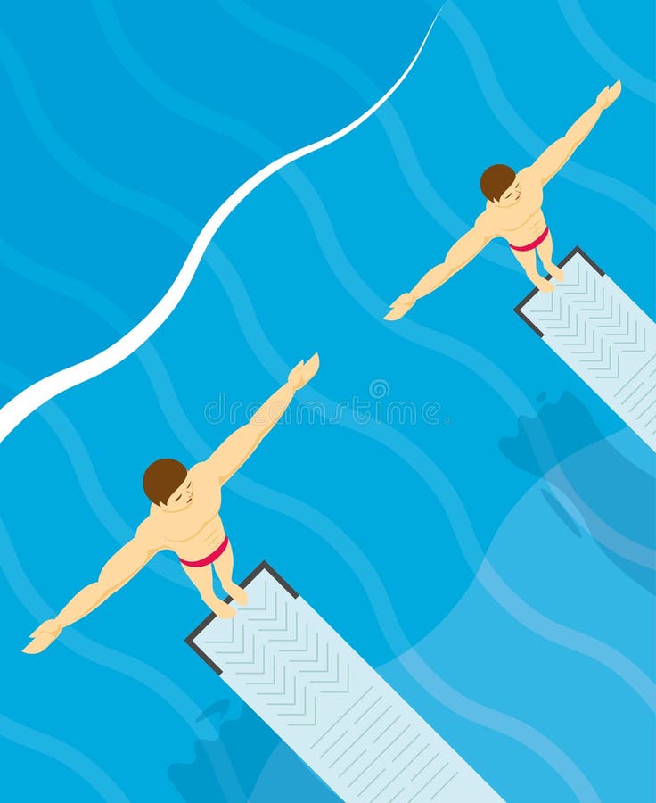 Standing on Diving Board and Preparing To Dive Design Stock Vector ...