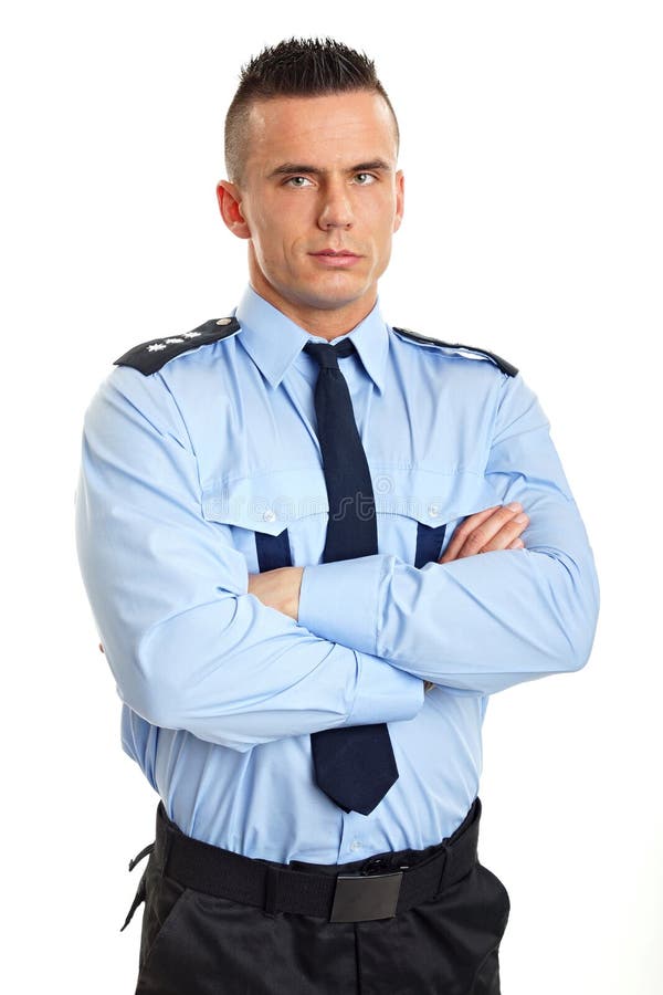 Standing policeman stock photo