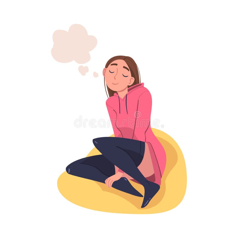 Young Woman Sitting Chair Dreaming Stock Illustrations – 86 Young Woman ...