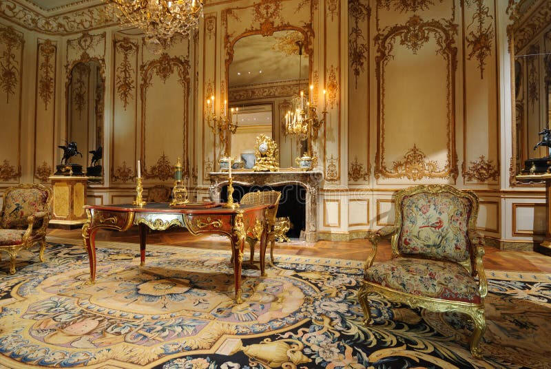 An early 19th Century period room with antique French furniture in the Metropolitan Museum of Art in New York City. An early 19th Century period room with antique French furniture in the Metropolitan Museum of Art in New York City.