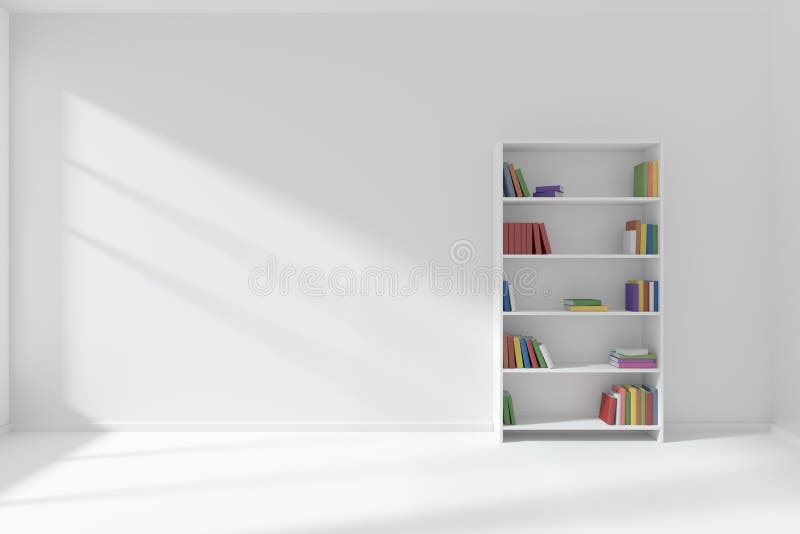Stanza bianca vuota con l'interno minimalista dello scaffale royalty illustrazione gratis
