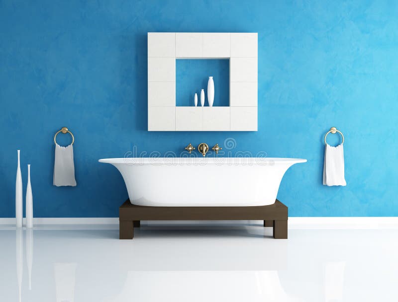 Stanza da bagno blu illustrazione vettoriale Stanza da bagno blu illustrazione vettoriale