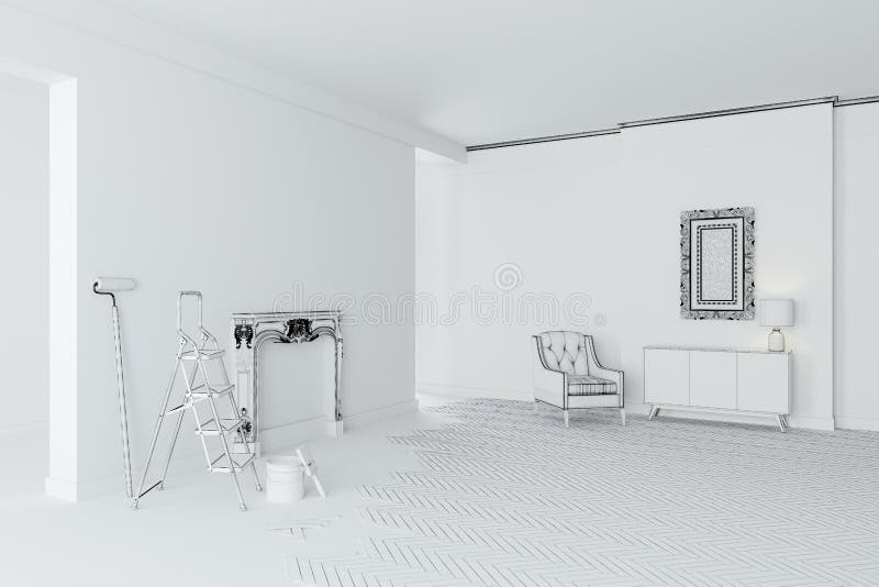 stanza interna bianca in bianco 3d illustrazione di stock stanza interna bianca in bianco 3d illustrazione di stock