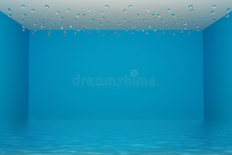 Stanza vuota blu dell'inondazione illustrazione di stock Stanza vuota blu dell'inondazione illustrazione di stock