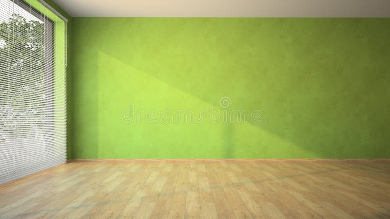 Stanza vuota con le pareti ed il parquet verdi fotografie stock libere da diritti Stanza vuota con le pareti ed il parquet verdi fotografie stock libere da diritti