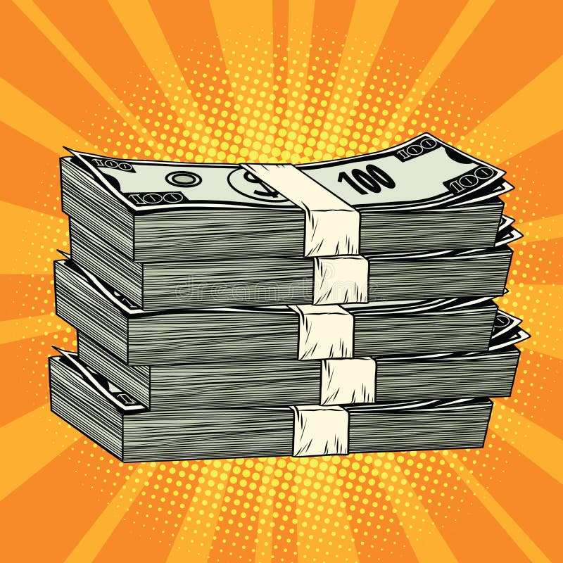 Stack of money dollar pop art retro comic book illustration. Stack of money dollar pop art retro comic book illustration