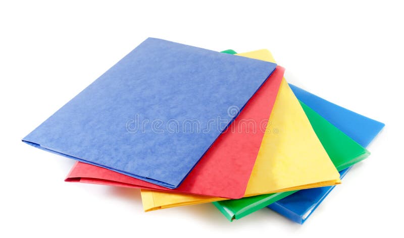 Stapel kleurrijke dossieromslagen op witte achtergrond stock fotografie Stapel kleurrijke dossieromslagen op witte achtergrond stock fotografie