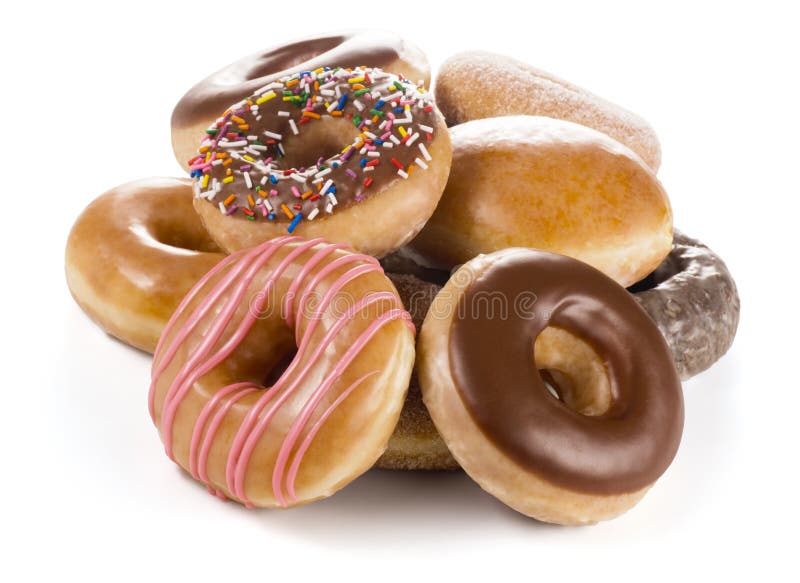 Stapel van Donuts op Witte Achtergrond royalty-vrije stock afbeeldingen Stapel van Donuts op Witte Achtergrond royalty-vrije stock afbeeldingen