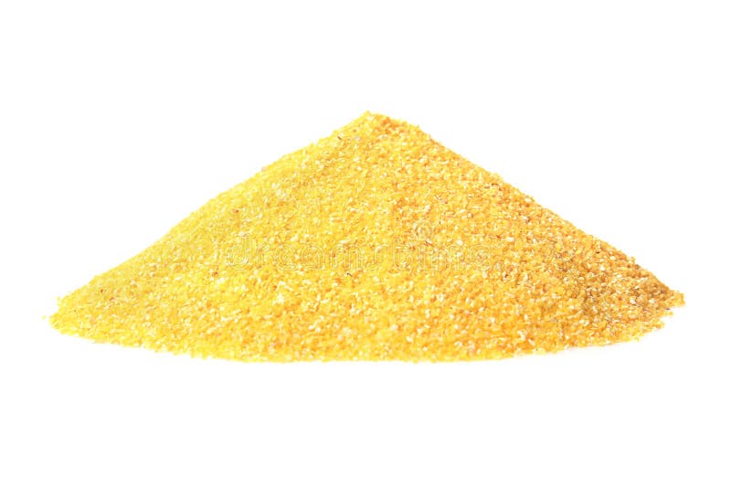 Pile of cornmeal isolated on white. Pile of cornmeal isolated on white