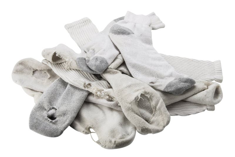 Stapel van oude sokken met gaten