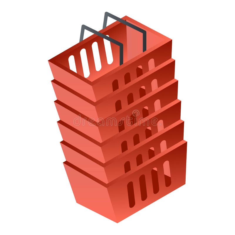 Stapel van rood mandpictogram, isometrische stijl stock illustratie Stapel van rood mandpictogram, isometrische stijl stock illustratie