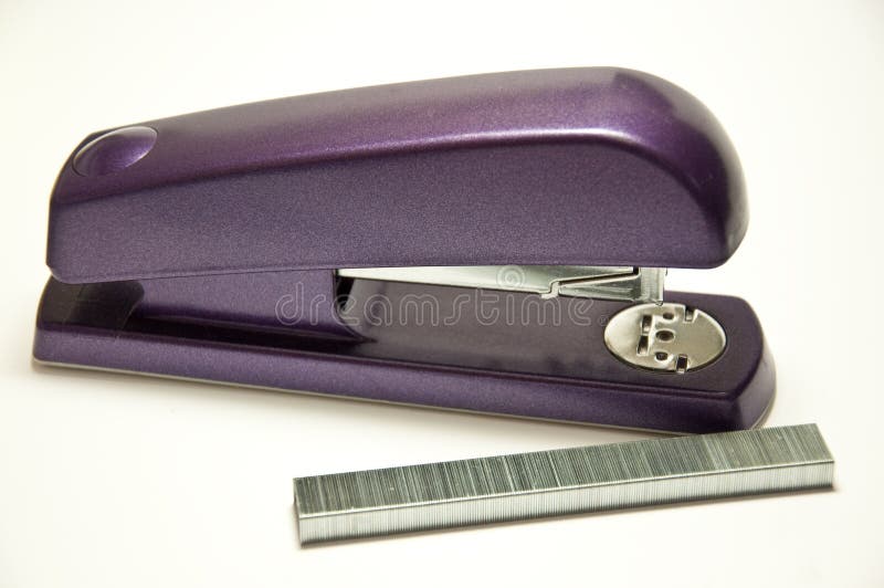 Purple Stapler Office Stationery Isolated Stock Image - Image of