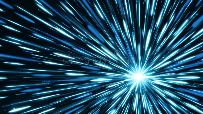 Star absorbs rays. Animation. Bright point absorbs colored rays of light. Cosmic dot draws light rays on black stock illustration