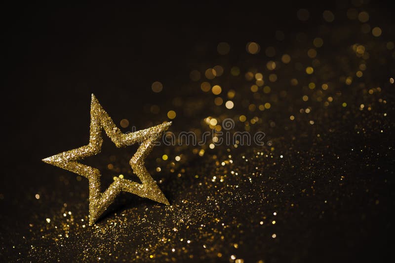 Star Abstract Decoration Lights, Gold Sparkles, Blurred Shine
