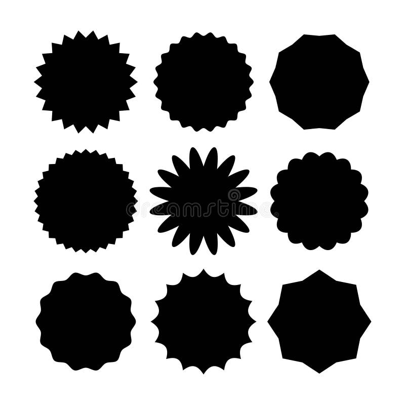 Star Burst Sticker Set in Various Shape. Vector Illustration Designed in  Black Over White Stock Vector - Illustration of discount, price: 172576487