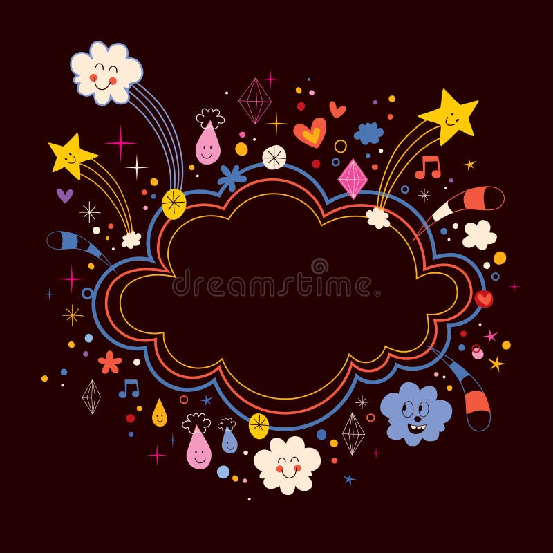 Star bursts cartoon cloud shape banner frame background royalty free illustration