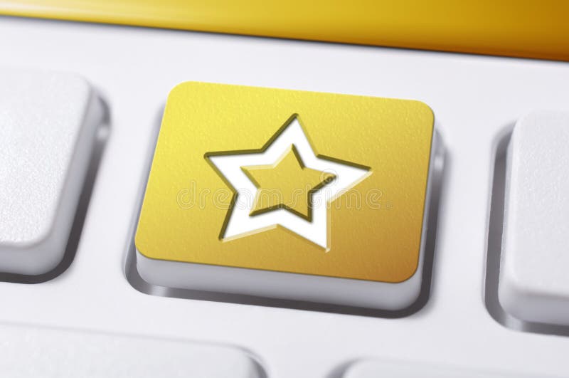 1 Star Button on a White Keyboard, Best Ranking Concept Stock Photo