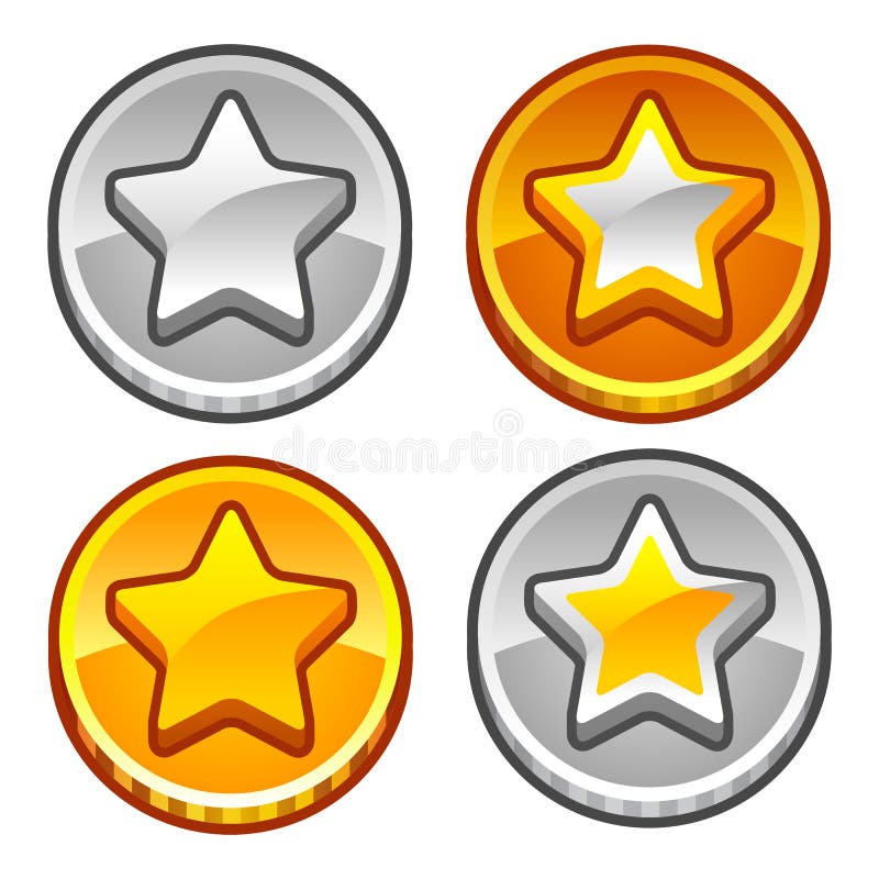 Star coins 3 stock vector. Illustration of star, silver 38539460