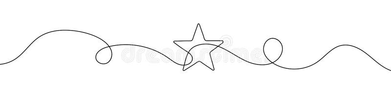 Star in continuous line drawing style. Line art star icon. Abstract background stock illustration