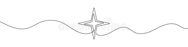 Star in continuous line drawing style. Line art star icon. Abstract background vector illustration