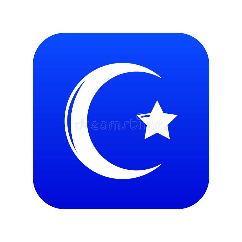 Symbol of Islam. Star and crescent moon. Abstract night sky