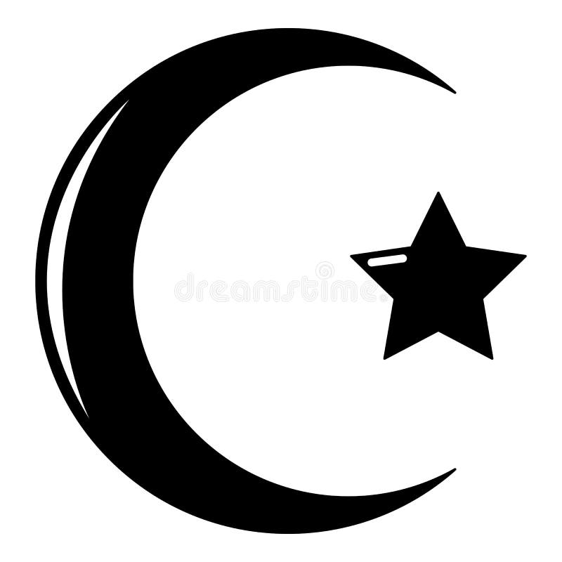 Symbol of Islam. Star and crescent moon. Abstract night sky