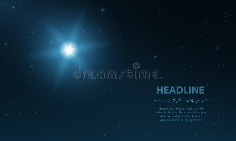 Star with glow on dark blue background with dots and stars. royalty free illustration