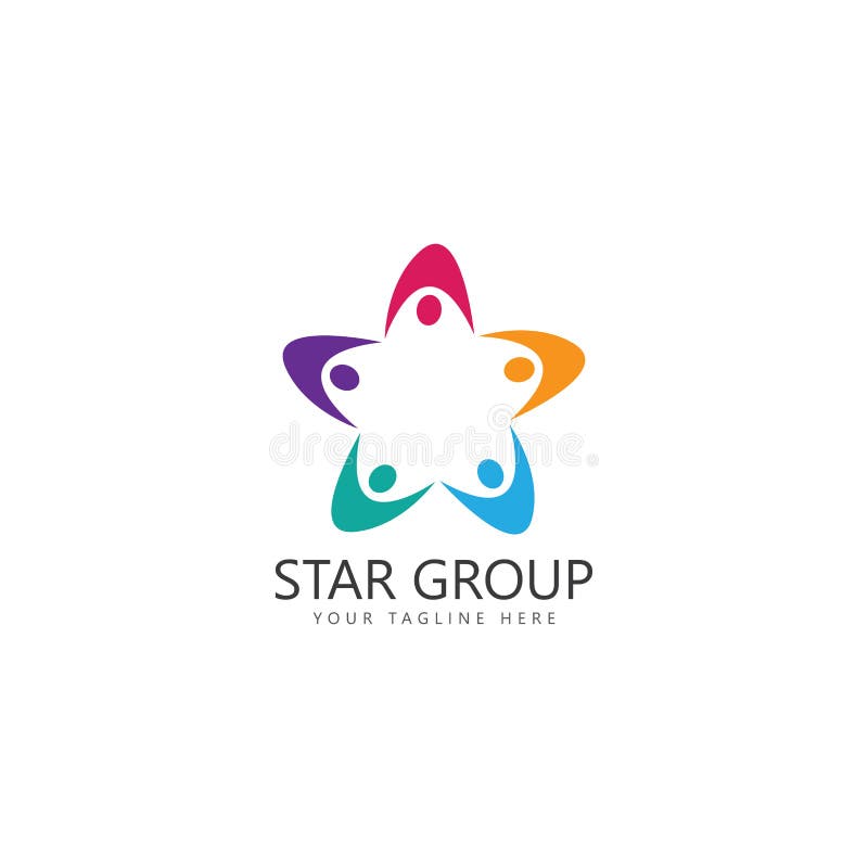 Star Group People Logo Design Template. Stock Vector Illustration of