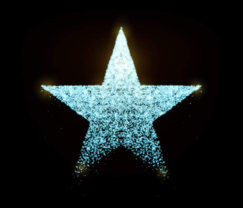 Star il vettore con le particelle d'ardore isolate su fondo nero La forma d'argento blu-chiaro della stella consiste del lustro, illustrazione vettoriale Star il vettore con le particelle d'ardore isolate su fondo nero La forma d'argento blu-chiaro della stella consiste del lustro, illustrazione vettoriale