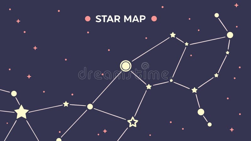 Star map constellation, celestial navigation chart vector design Generative AI stock illustration