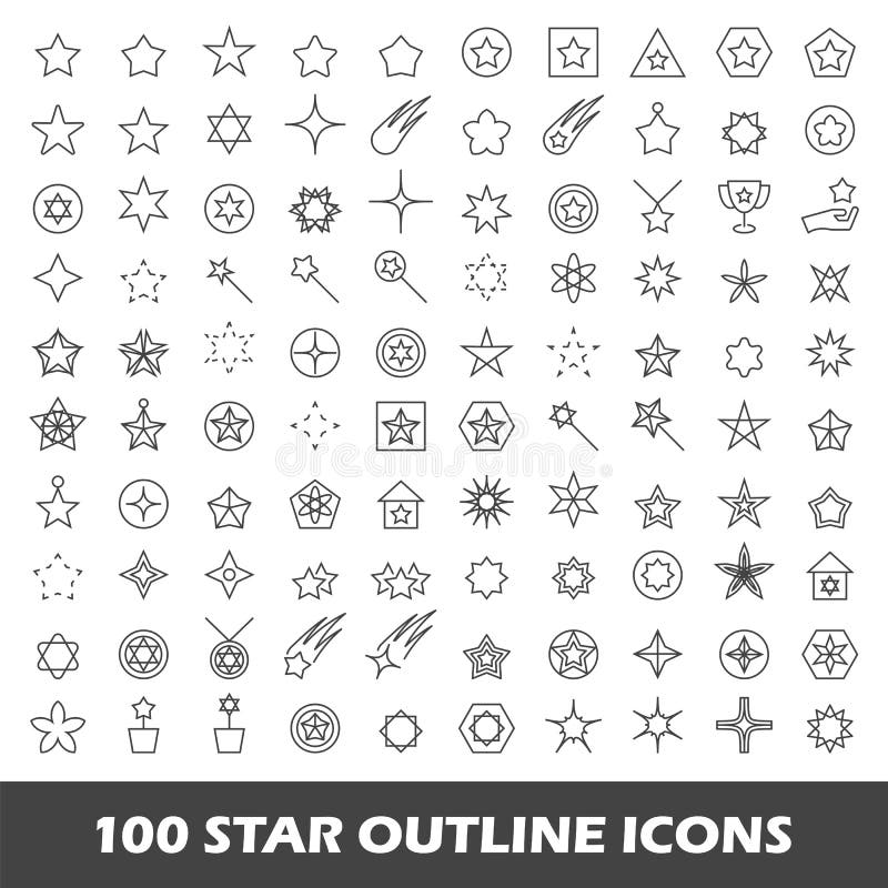 100 star outline icons stock vector. Illustration of dream 51260657
