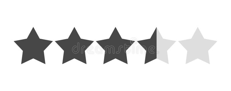 Star rating vector isolated. Black star shape. Quality of service.