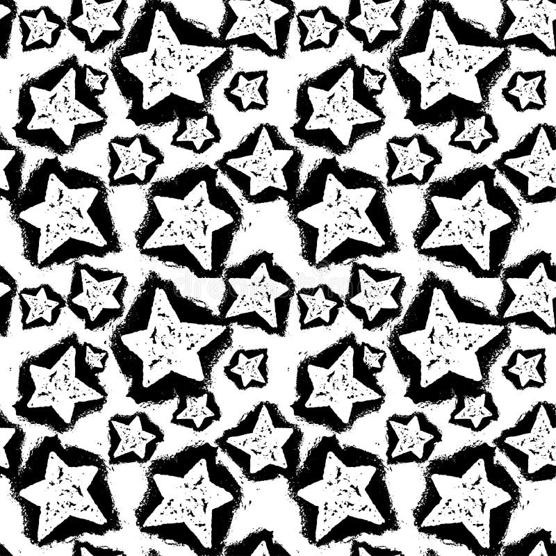 Star Seamless Pattern.Textile Ink Brush Strokes Texture in Doodle Stock ...