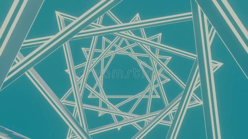 Star shape animation, rotating triangles creating caleidoscopic patterns and interesting visual effects, white lines on stock illustration