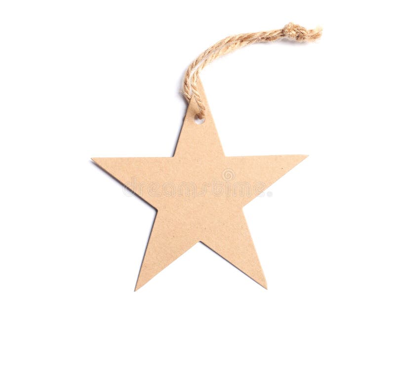 Star shaped carton tag for gift box with space for text on white background