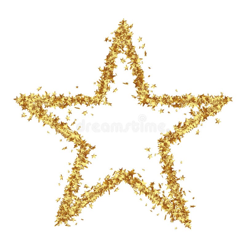 Star Shaped Golden Confetti Stars on White Background stock illustration Star Shaped Golden Confetti Stars on White Background stock illustration