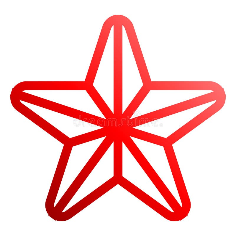 Star Symbol Icon - Red Gradient Outline, 5 Pointed Rounded, Isolated ...