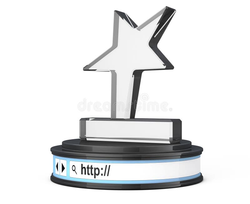 Star Trophy over Browser Address Bar as Round Platform Pedestal. royalty free illustration