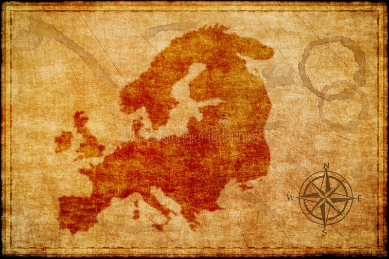 Stara Europe mapa na parchmment