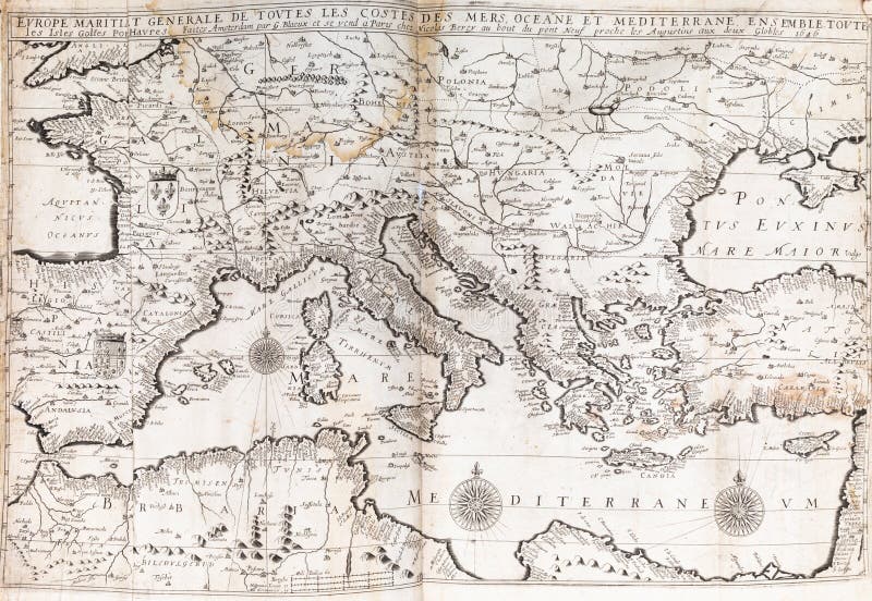 Stara mapa europy południowej