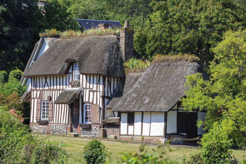 06-28-2018 Normandy France. Old traditional cottage in Normandy France. 06-28-2018 Normandy France. Old traditional cottage in Normandy France