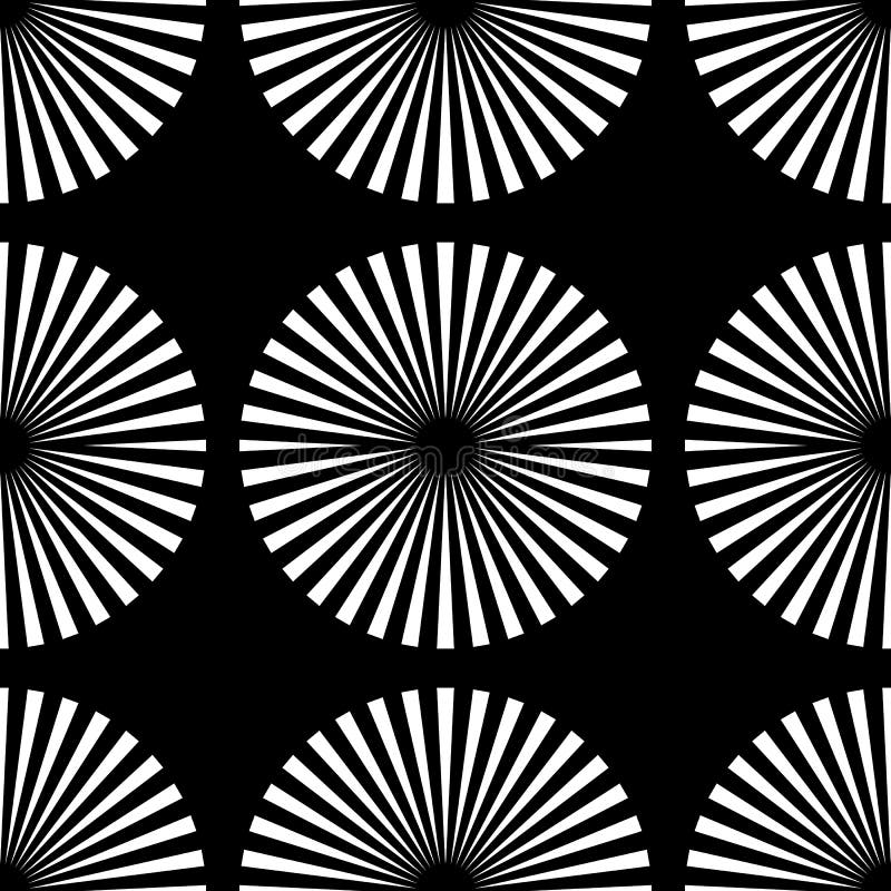 Starburst rays, beams seamless geometric pattern. Monochrome r royalty free illustration