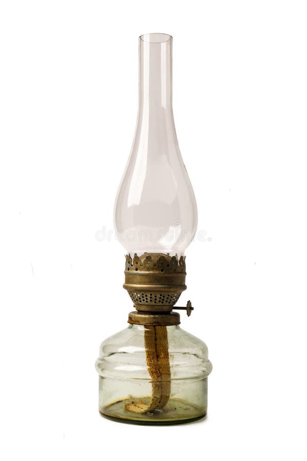 Starego antykwarskiego nafta oleju latarniowa lampa z rocznika szkła chimne