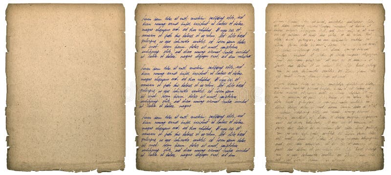 Starej książki strona z przetartym krawędzi Handwriting papieru tekstury backgrou
