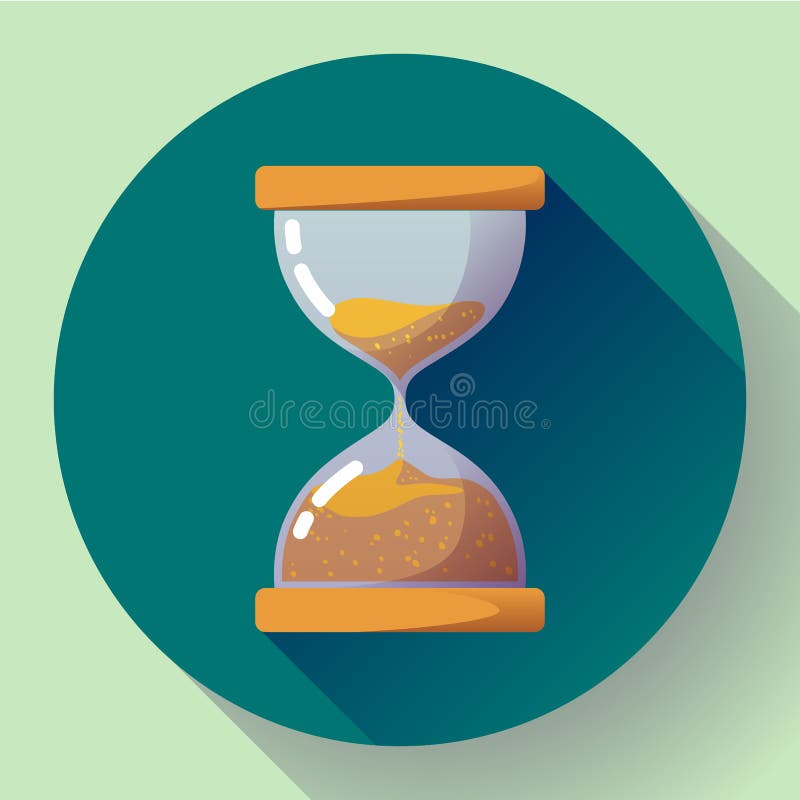 Starej rocznika hourglass ikony płaski wektor - synchronizuje symbol royalty ilustracja