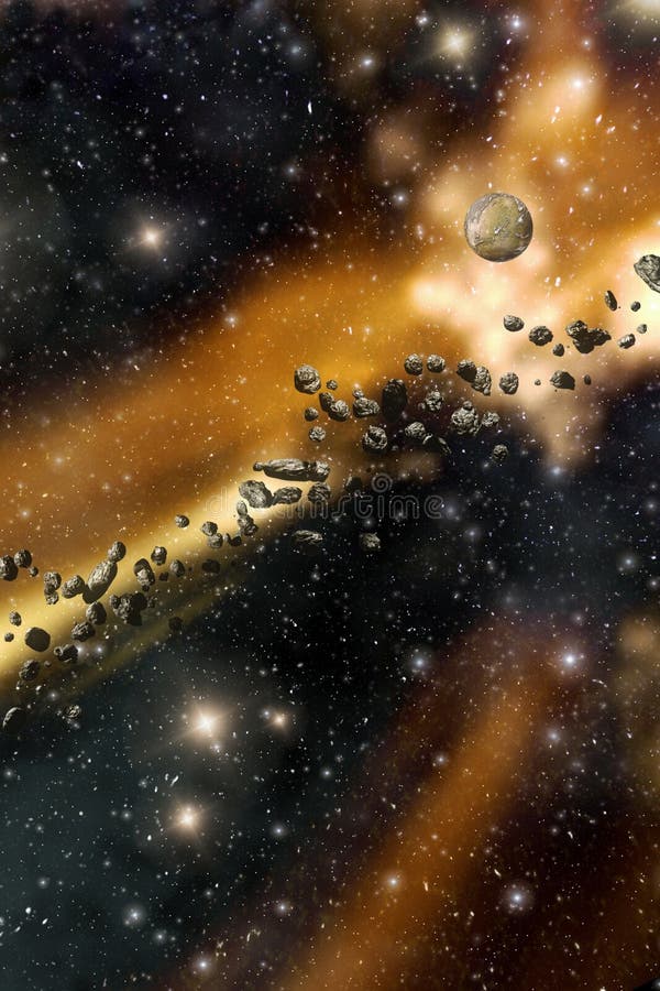 Starfield och asteroidbakgrund stock illustrationer Starfield och asteroidbakgrund stock illustrationer