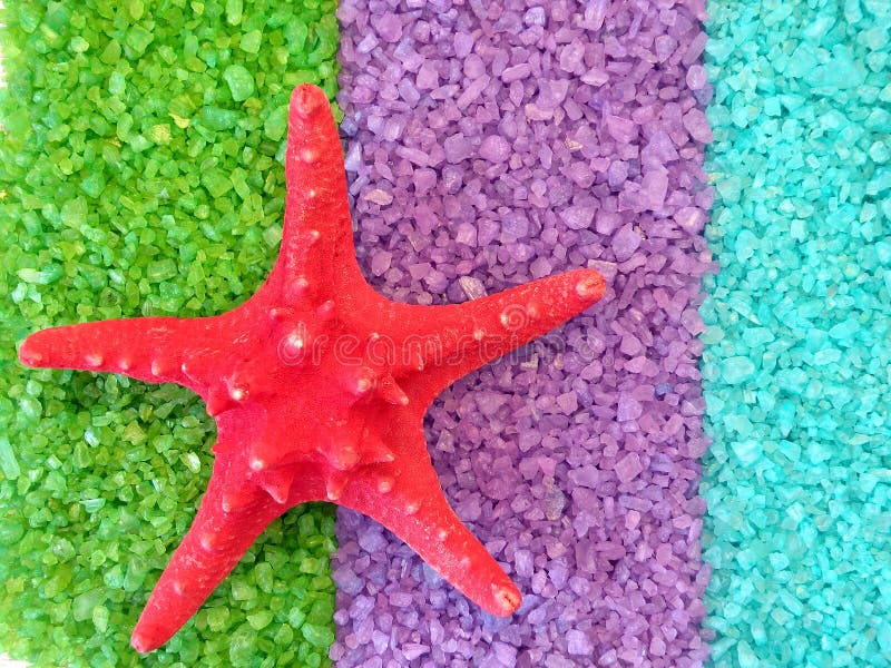 Starfish on bath salt royalty free stock photos