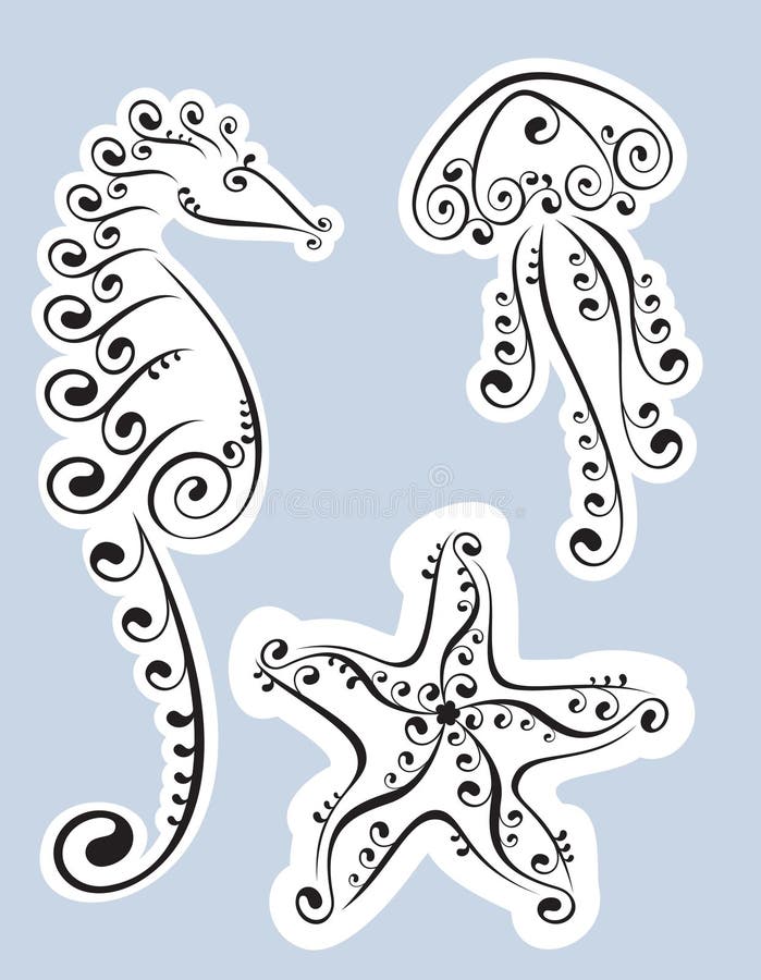 starfish seahorse медуз бесплатная иллюстрация starfish seahorse медуз бесплатная иллюстрация