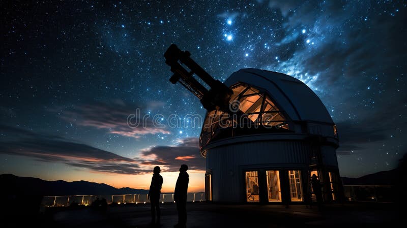 Stargazing a stars and planets through the telescope at night, astrology concept stock illustration