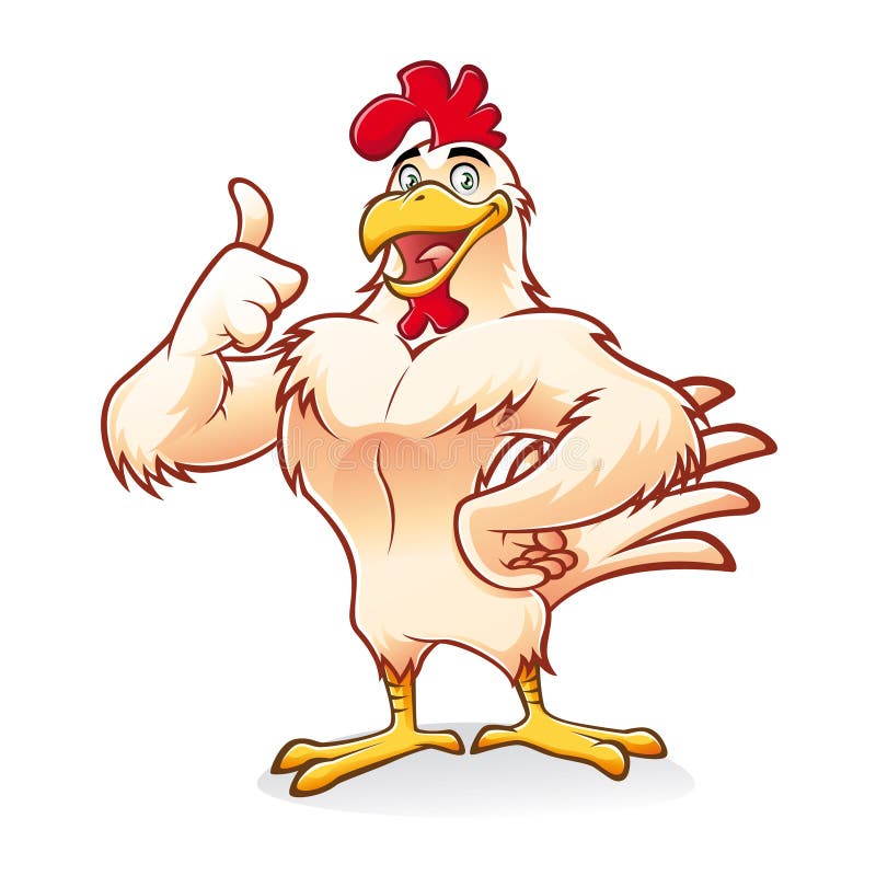 Cartoon chicken a strong and gallant was smiling thumbs-up. Cartoon chicken a strong and gallant was smiling thumbs-up